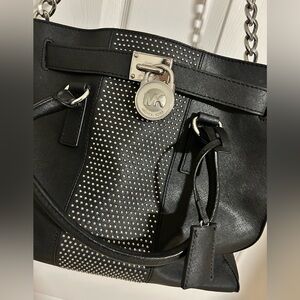 Michael Kors Black and Silver Studded Shoulder Bag